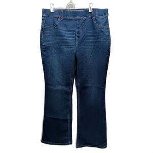 Terra & Sky Womens Pull On Bootcut Jeans Jeggings 1X 16W 18W Stretch Denim Blue
